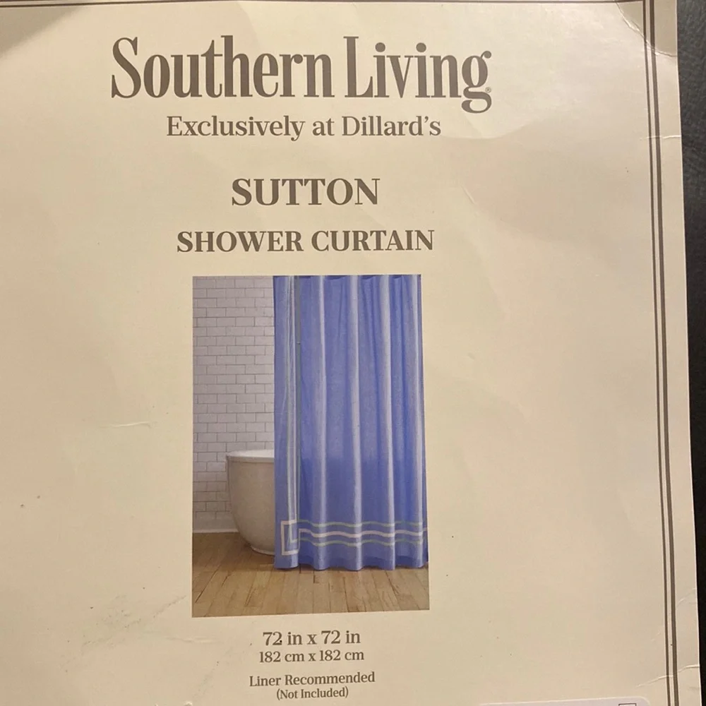 Southern Living Dillard's Sutton Shower Curtains 100% Cotton (NEW) Blue 72”x 72”